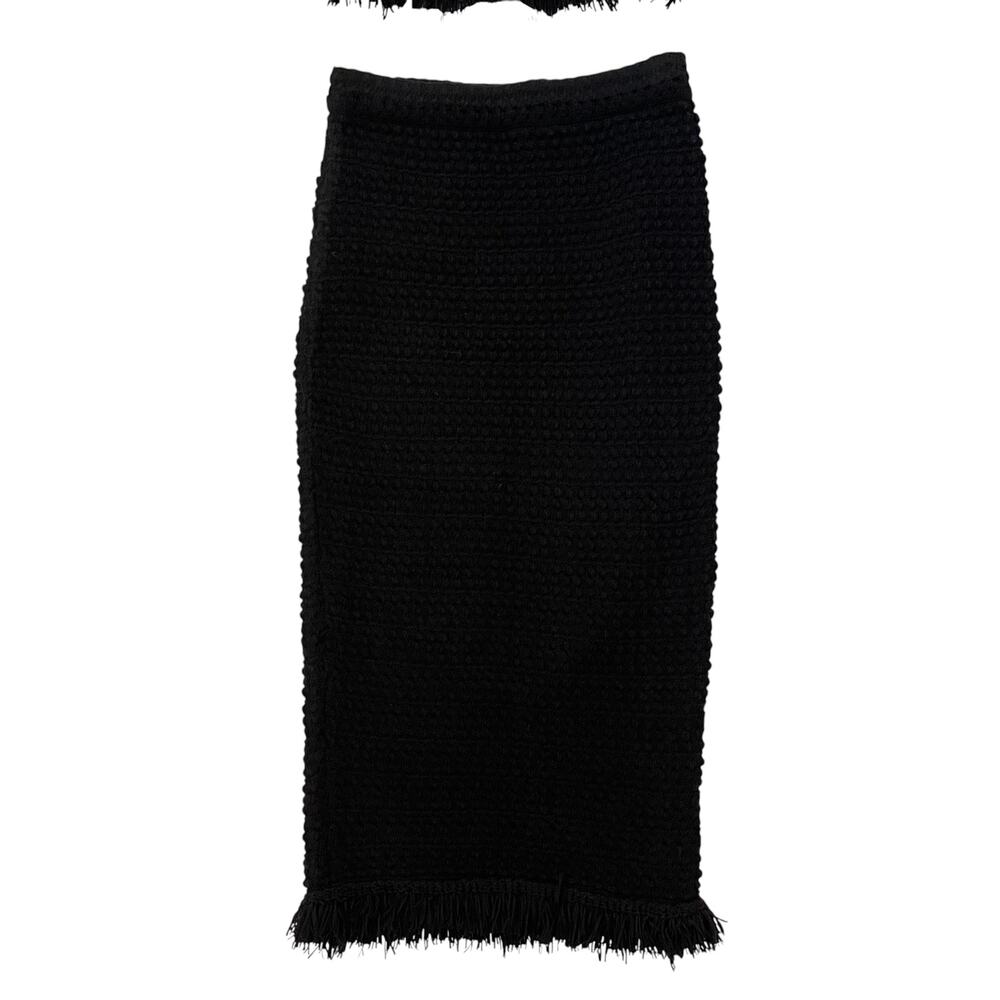 AQUA Crochet Crop Top & Midi Skirt Set - 100% Cotton - Black - Size S - Picture 4 of 6